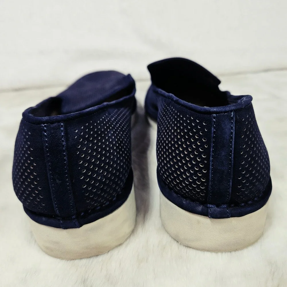 Vince Camuto Navy Blue Perforated Leather Gwenna Slip On Sneaker‎ 6.5M
